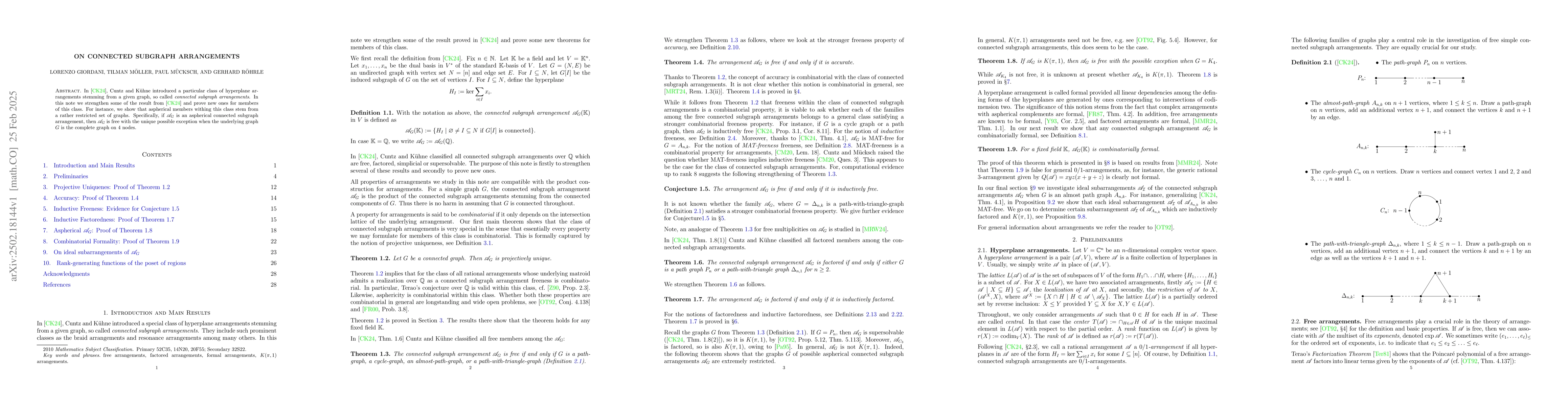 Thumbnail for On connected subgraph arrangements