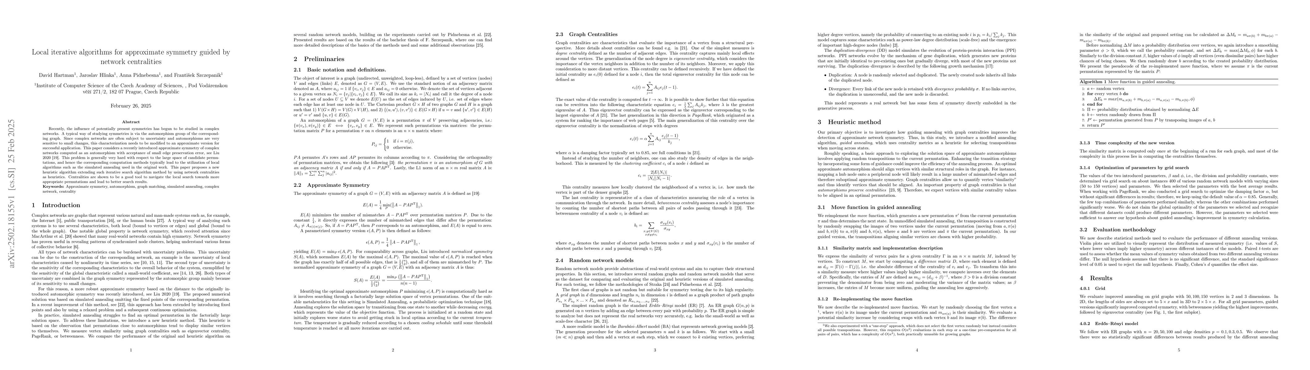 Thumbnail for Local iterative algorithms for approximate symmetry guided by network
  centralities