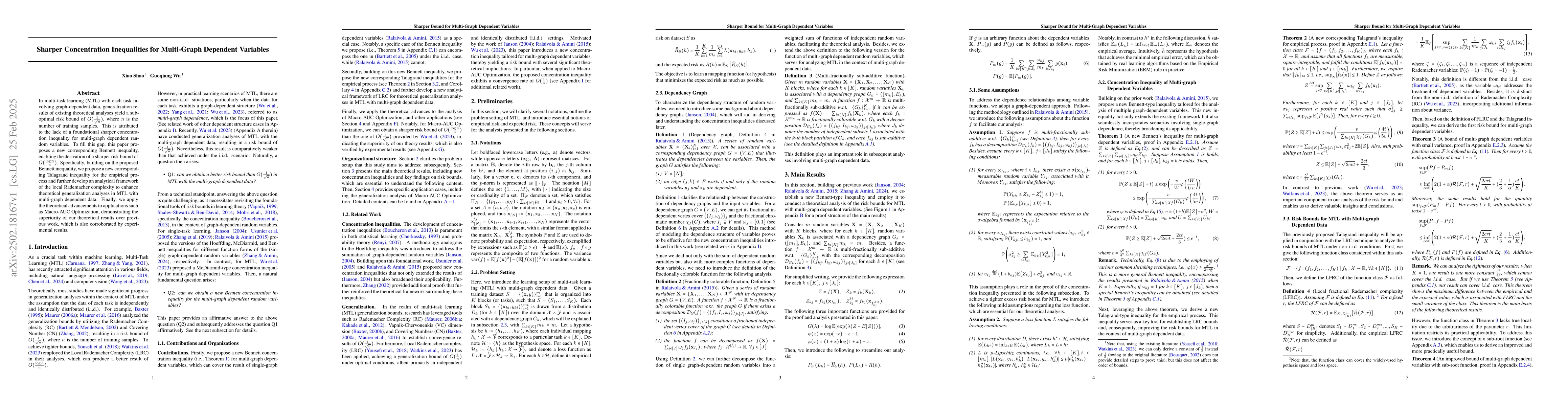 Thumbnail for Sharper Concentration Inequalities for Multi-Graph Dependent Variables