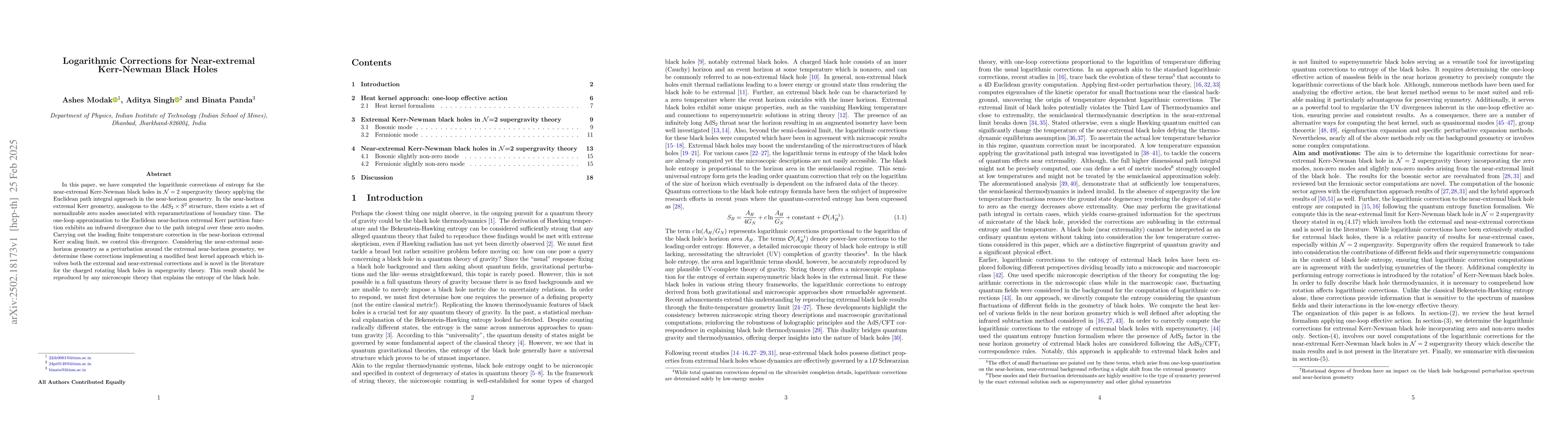 Thumbnail for Logarithmic Corrections for Near-extremal Kerr-Newman Black Holes
