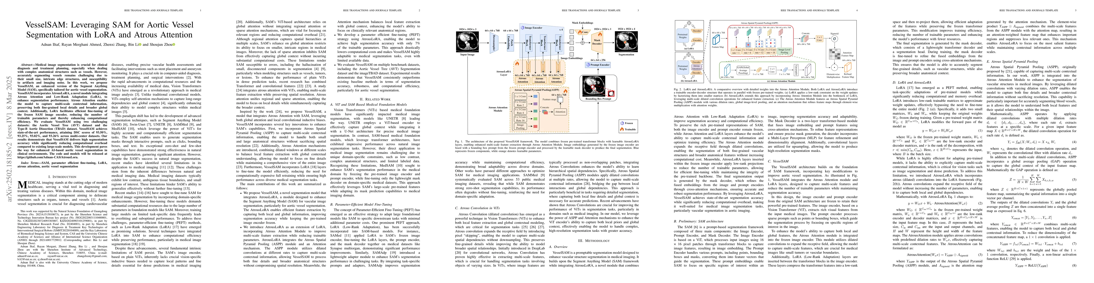 Thumbnail for VesselSAM: Leveraging SAM for Aortic Vessel Segmentation with LoRA and
  Atrous Attention