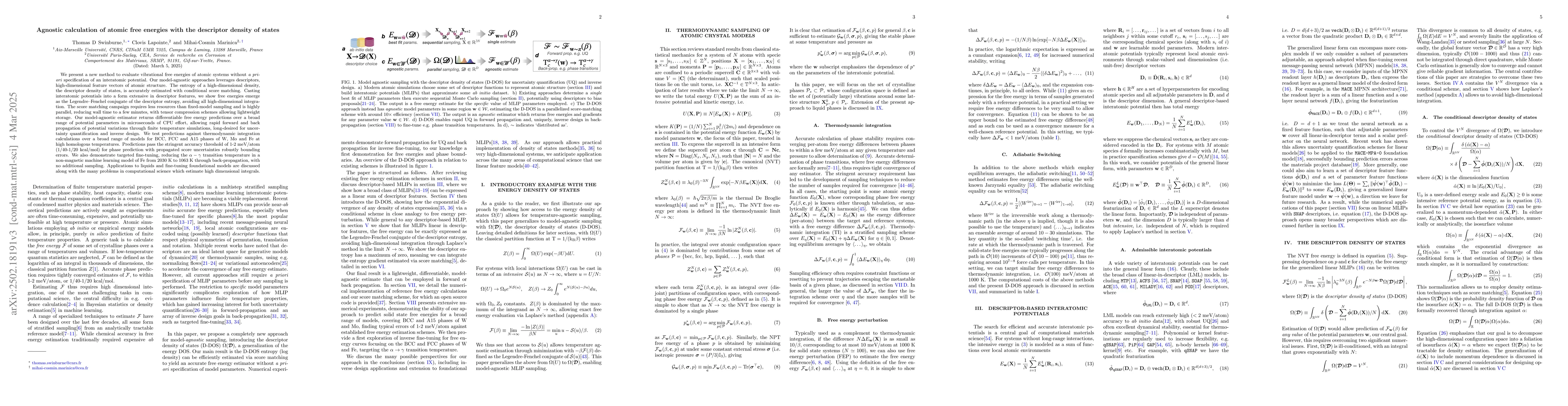 Thumbnail for Agnostic calculation of atomic free energies with the descriptor density
  of states