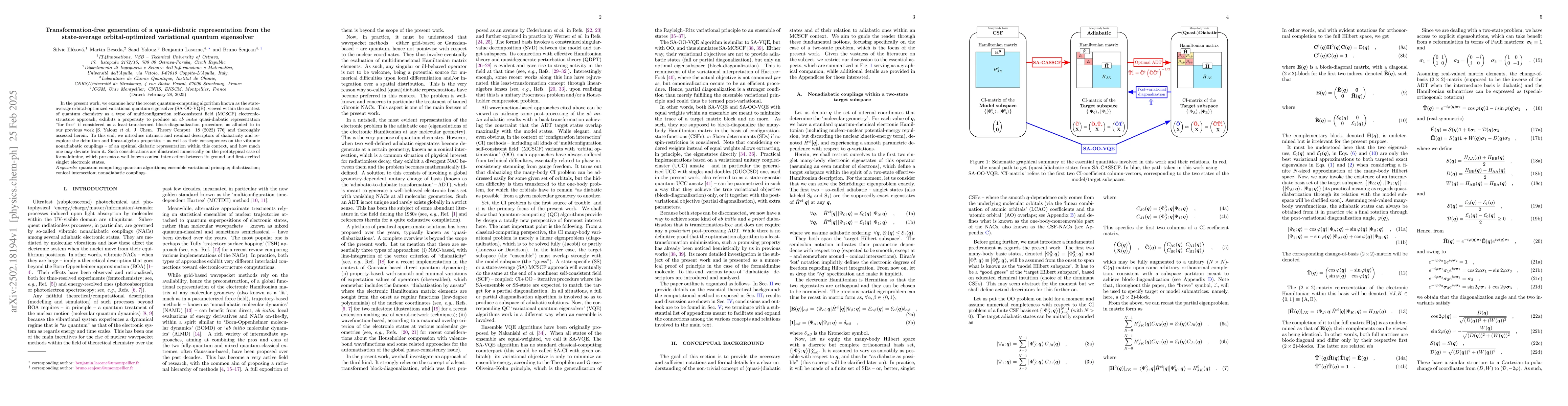 Thumbnail for Transformation-free generation of a quasi-diabatic representation from
  the state-average orbital-optimized variational quantum eigensolver