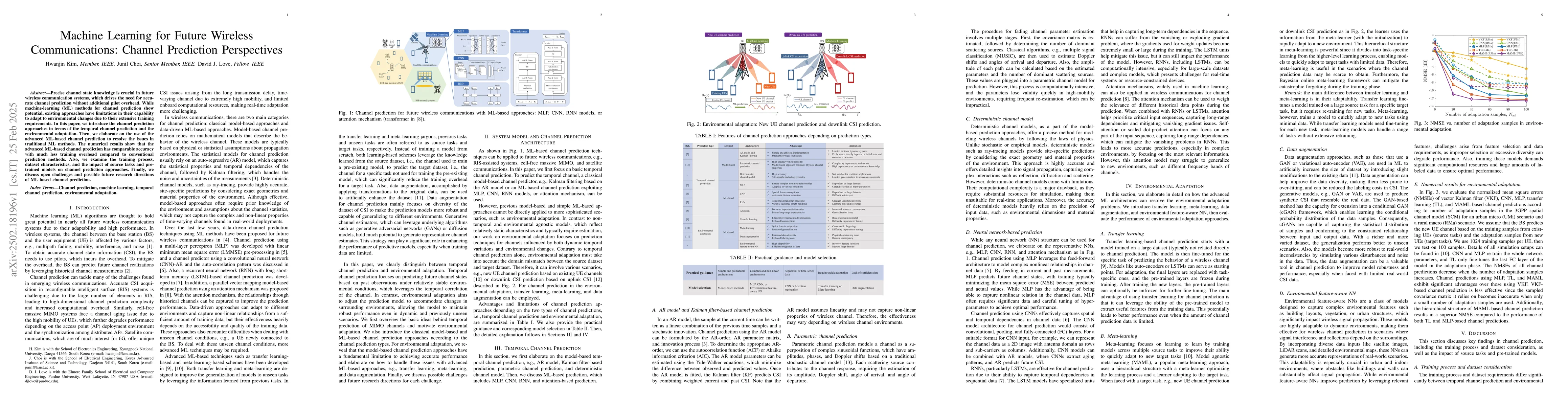 Thumbnail for Machine Learning for Future Wireless Communications: Channel Prediction
  Perspectives