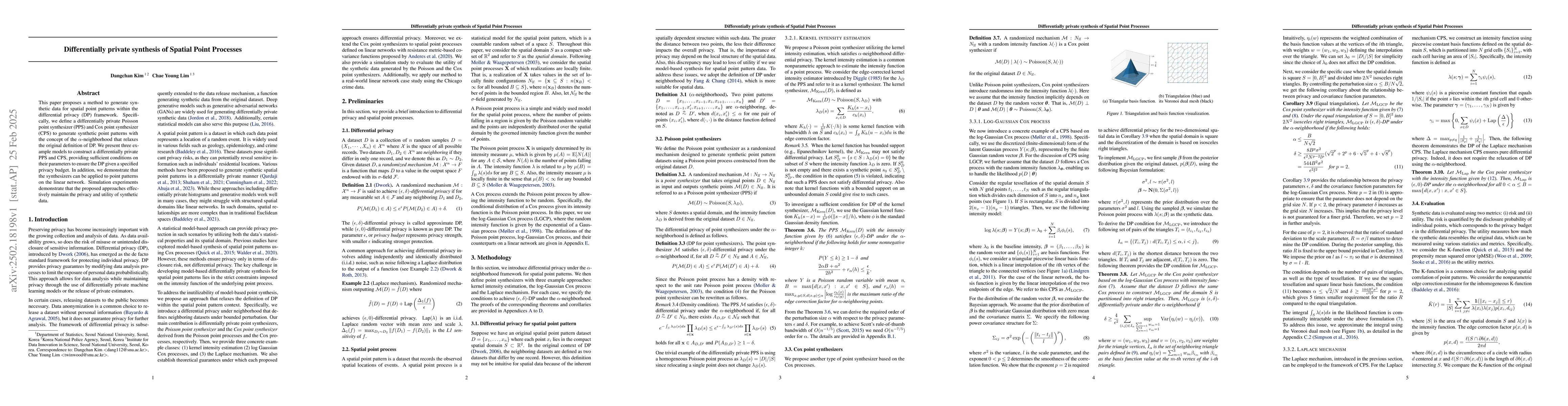 Thumbnail for Differentially private synthesis of Spatial Point Processes