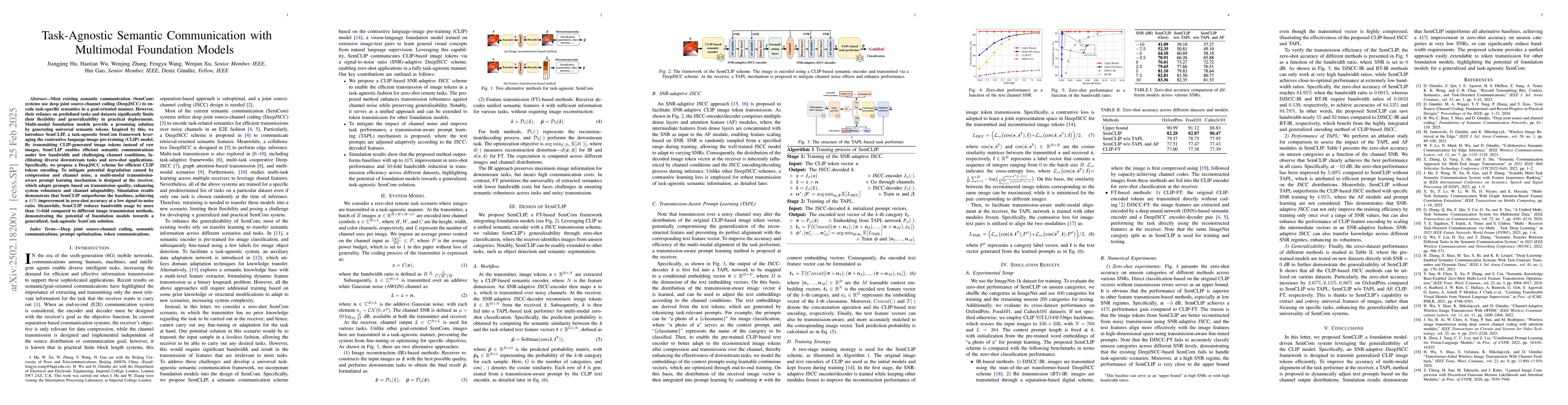 Thumbnail for Task-Agnostic Semantic Communication with Multimodal Foundation Models