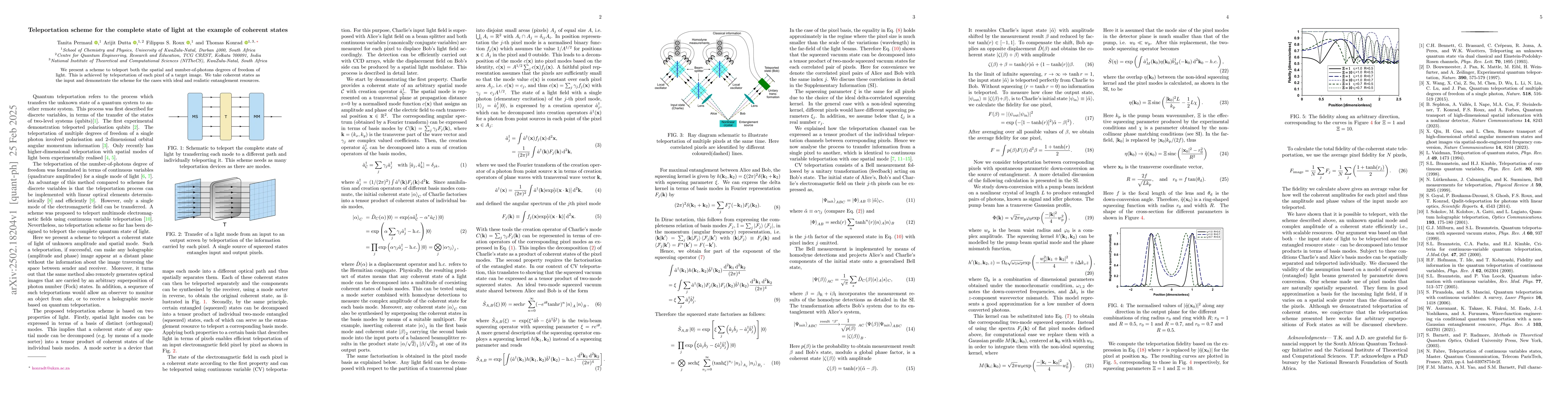 Thumbnail for Teleportation scheme for the complete state of light at the example of
  coherent states