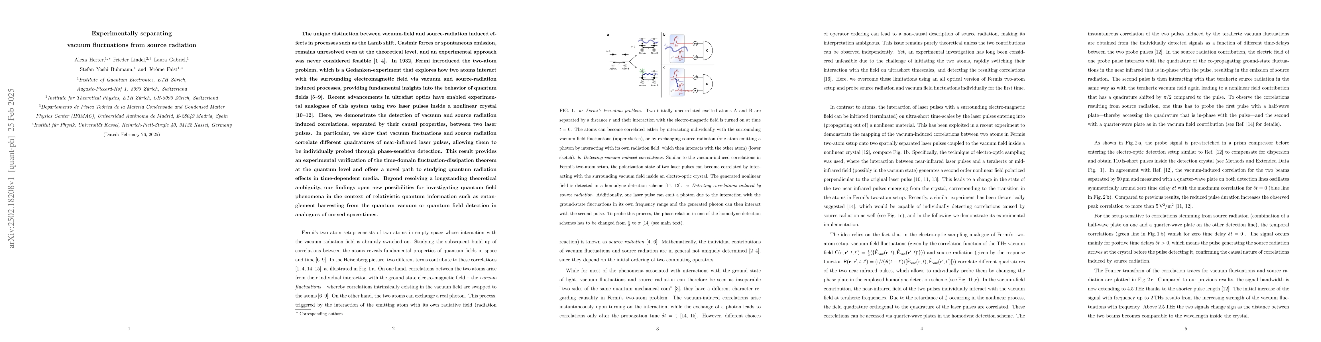 Thumbnail for Experimentally separating vacuum fluctuations from source radiation