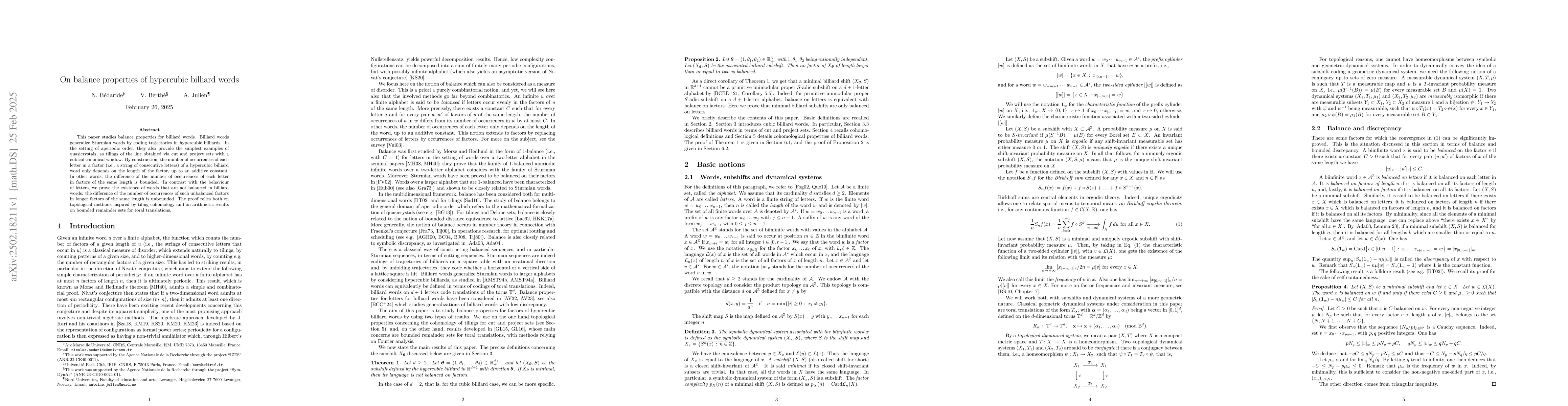 Thumbnail for On balance properties of hypercubic billiard words