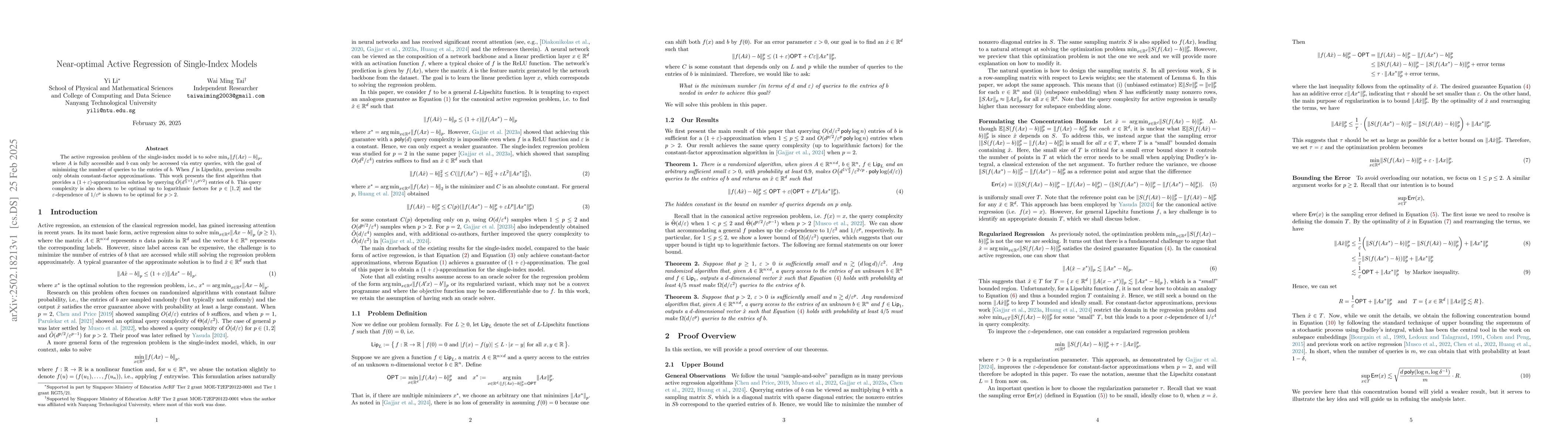 Thumbnail for Near-optimal Active Regression of Single-Index Models