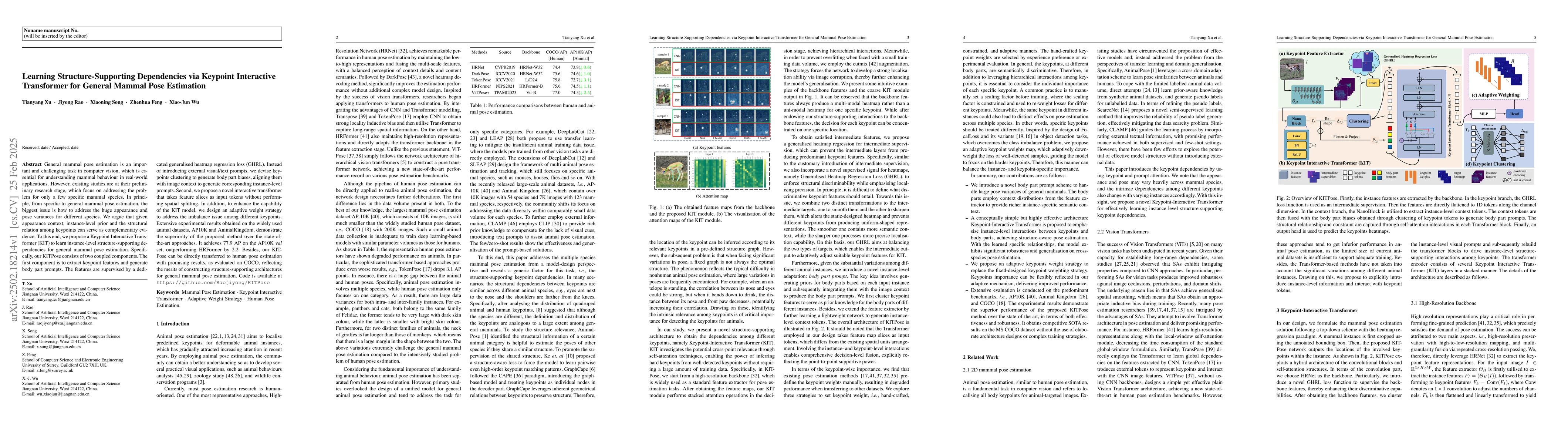 Thumbnail for Learning Structure-Supporting Dependencies via Keypoint Interactive
  Transformer for General Mammal Pose Estimation