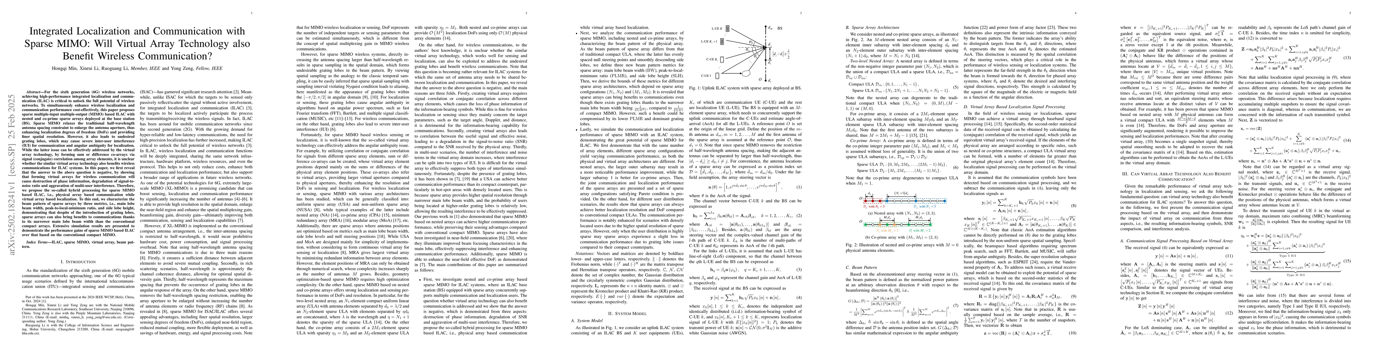 Thumbnail for Integrated Localization and Communication with Sparse MIMO: Will Virtual
  Array Technology also Benefit Wireless Communication?