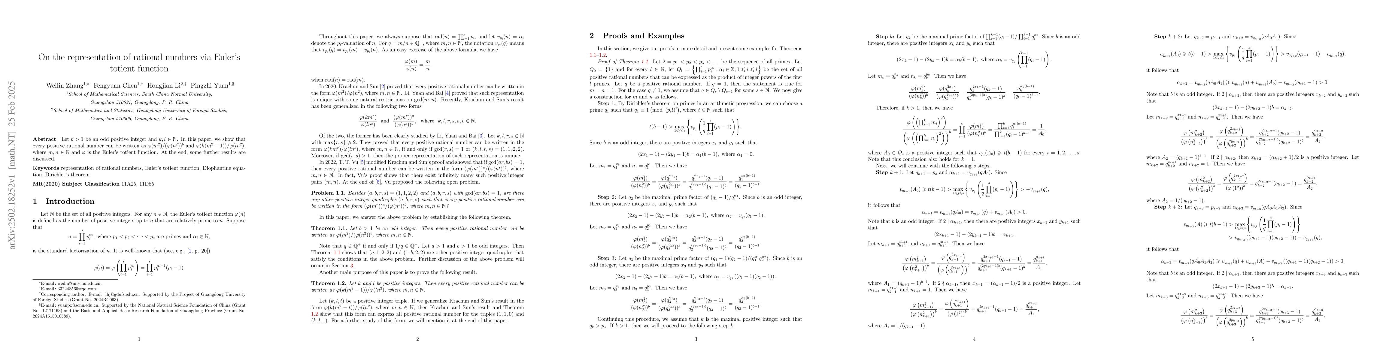 Thumbnail for On the representation of rational numbers via Euler's totient function