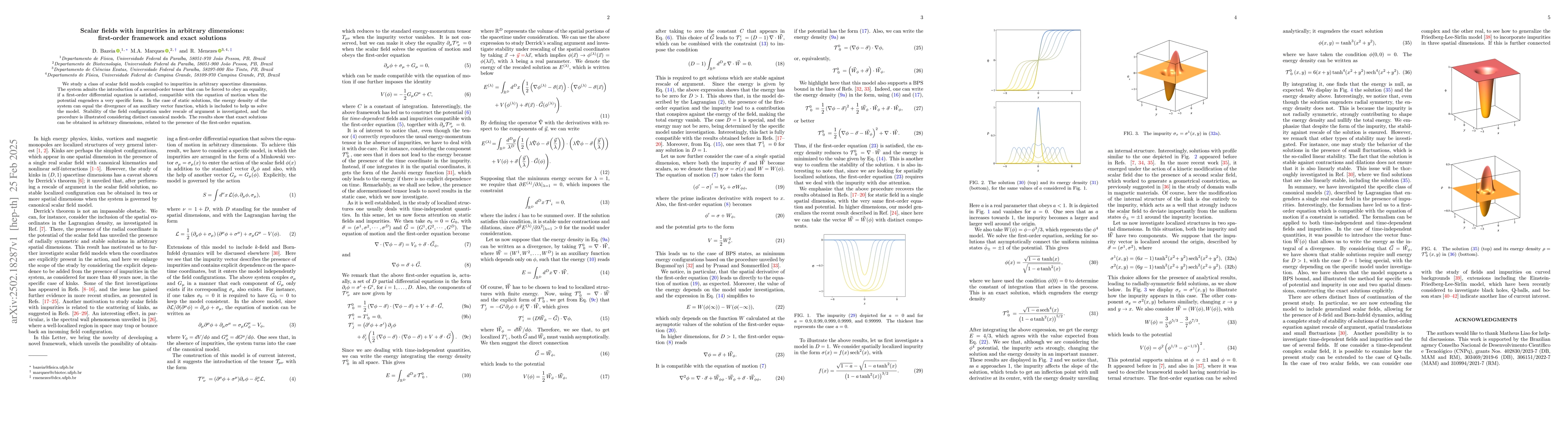 Thumbnail for Scalar fields with impurities in arbitrary dimensions: first-order
  framework and exact solutions