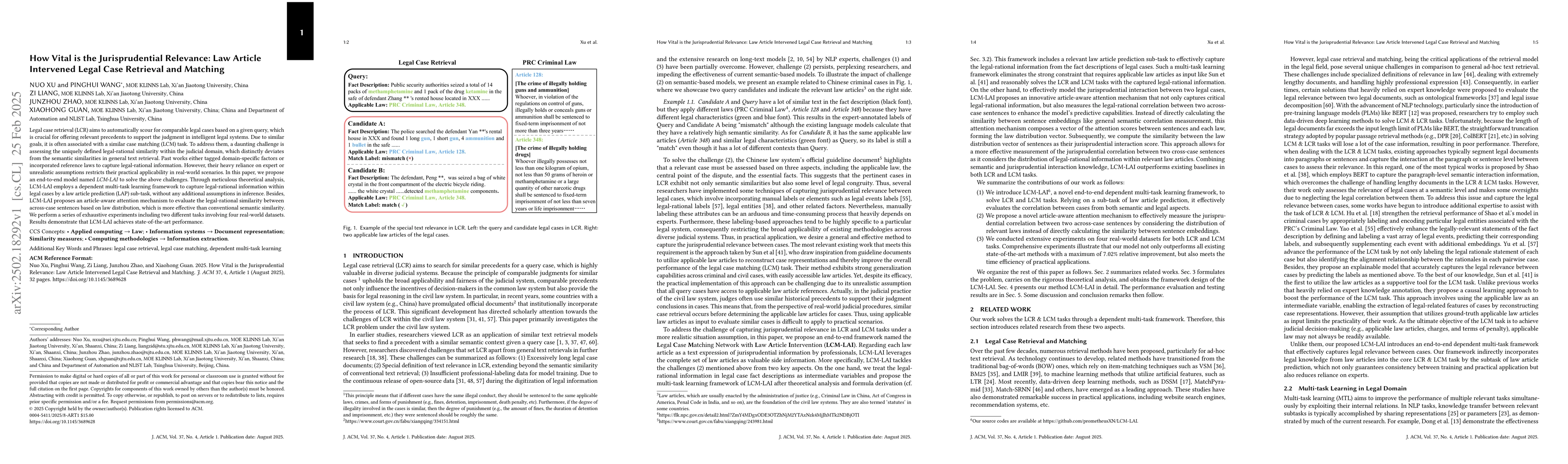 Thumbnail for How Vital is the Jurisprudential Relevance: Law Article Intervened Legal
  Case Retrieval and Matching