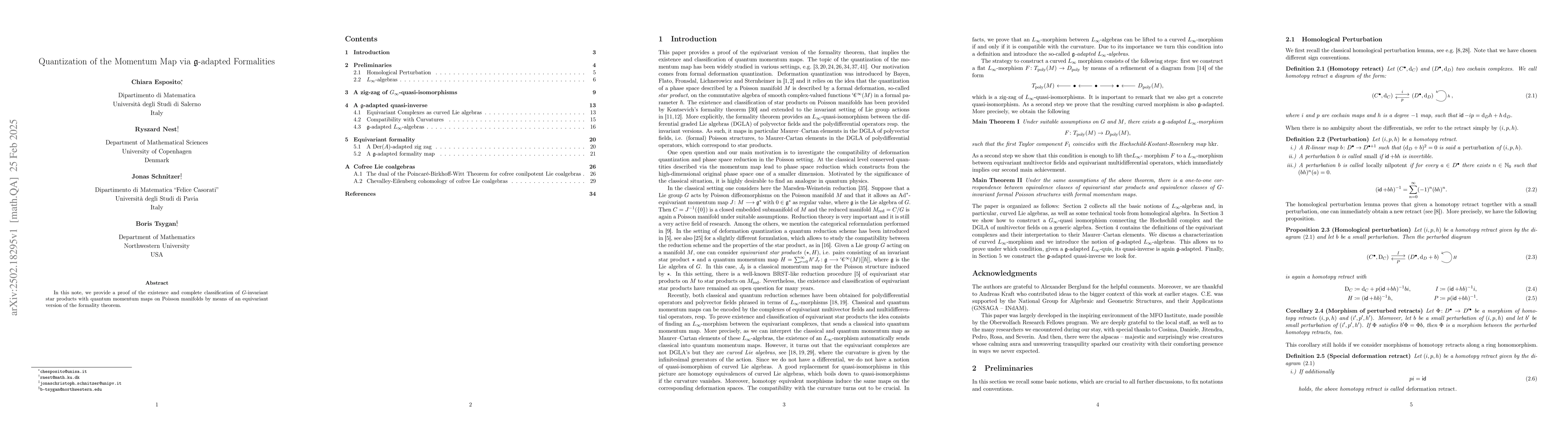 Thumbnail for Quantization of the Momentum Map via $\frak{g}$-adapted Formalities