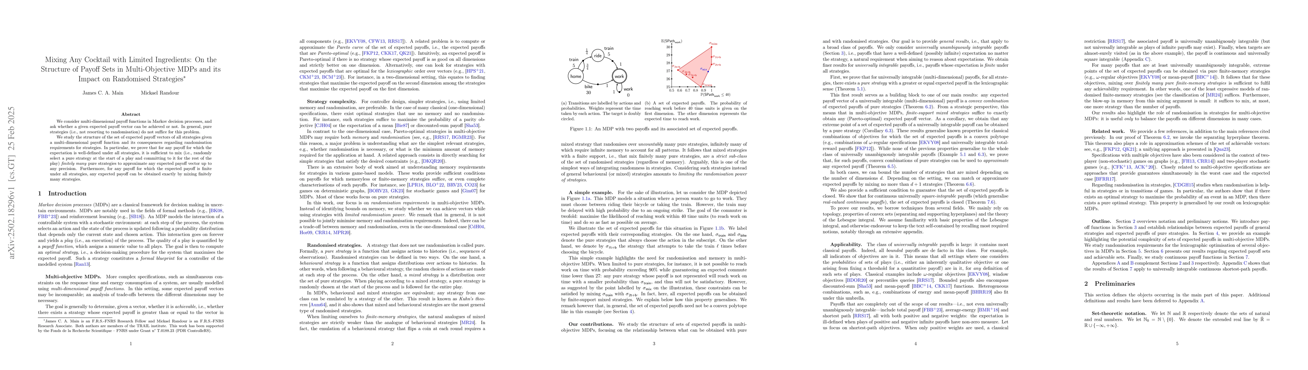 Thumbnail for Mixing Any Cocktail with Limited Ingredients: On the Structure of Payoff
  Sets in Multi-Objective MDPs and its Impact on Randomised Strategies