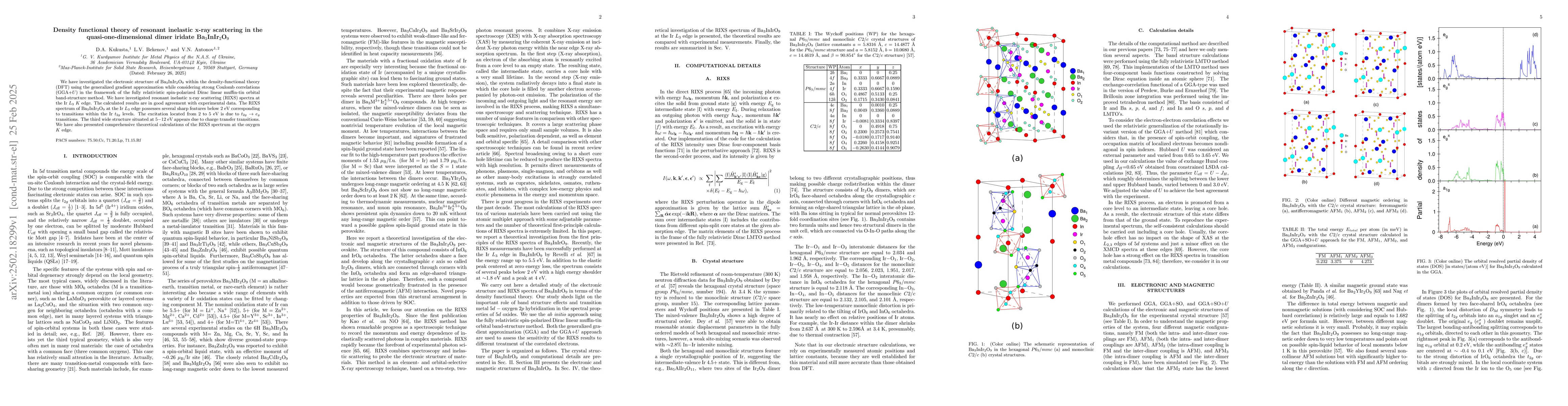 Thumbnail for Density functional theory of resonant inelastic x-ray scattering in the
  quasi-one-dimensional dimer iridate Ba3InIr2O9