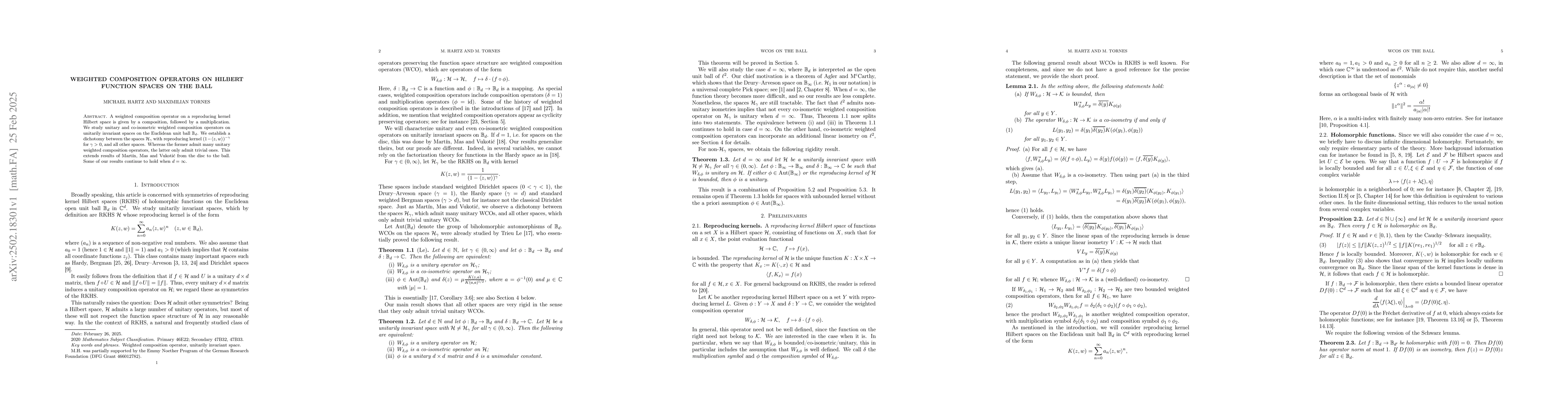 Thumbnail for Weighted composition operators on Hilbert function spaces on the ball