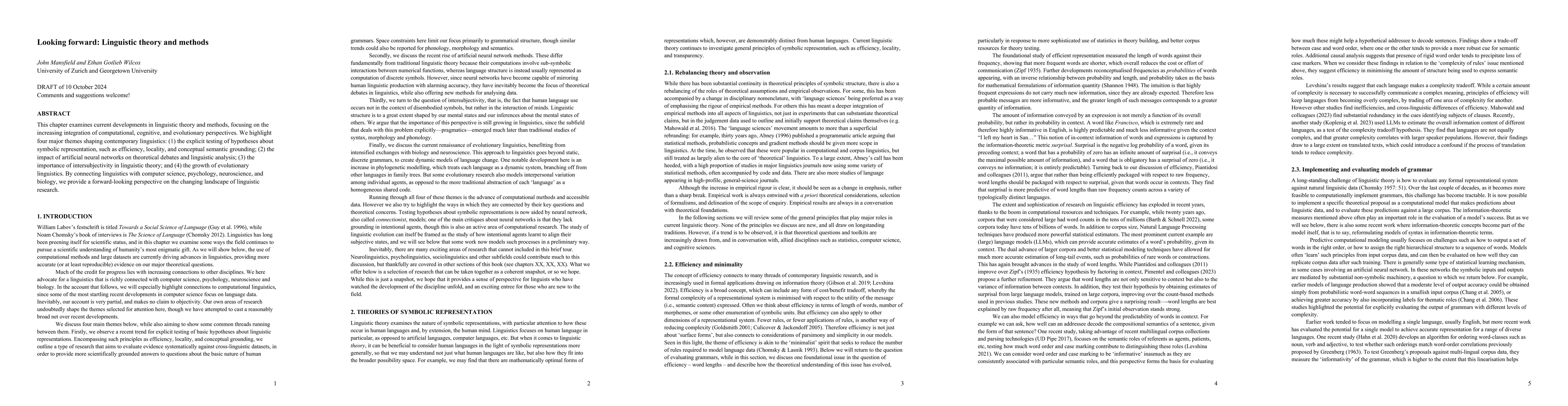 Thumbnail for Looking forward: Linguistic theory and methods
