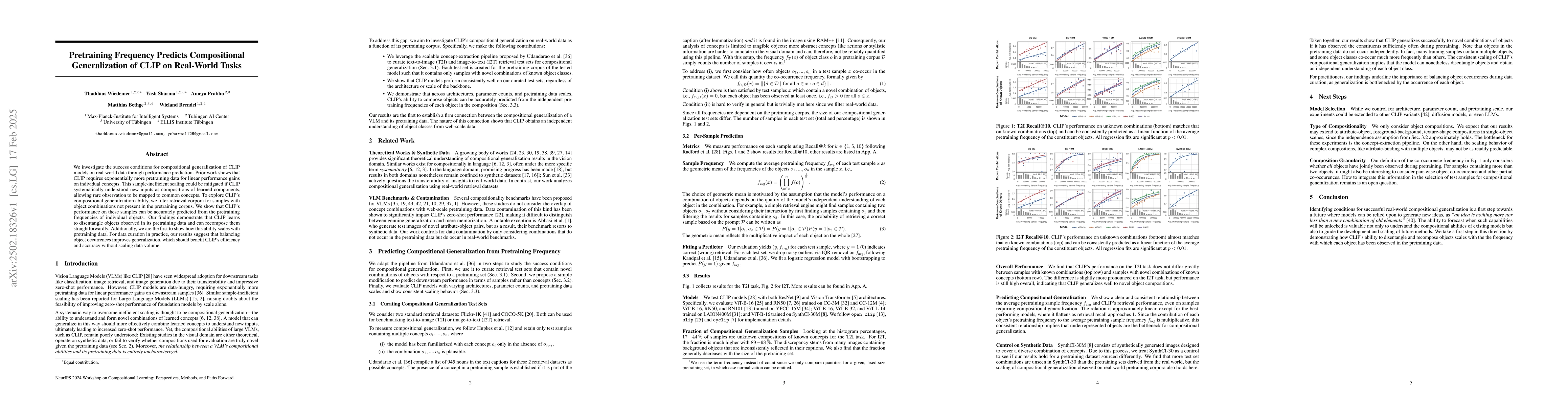 Thumbnail for Pretraining Frequency Predicts Compositional Generalization of CLIP on
  Real-World Tasks
