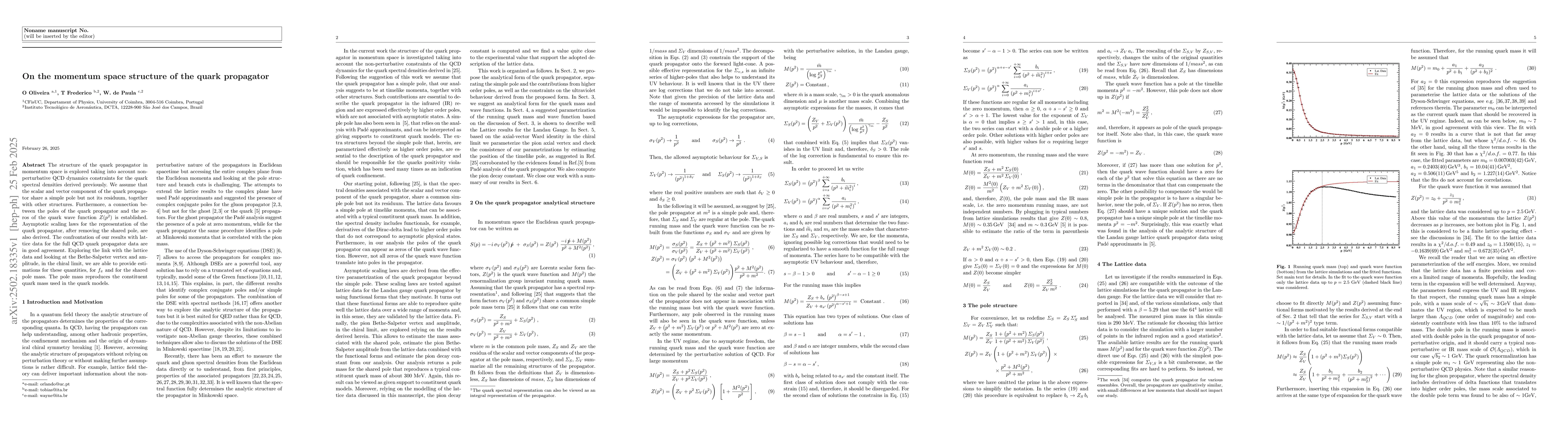 Thumbnail for On the momentum space structure of the quark propagator