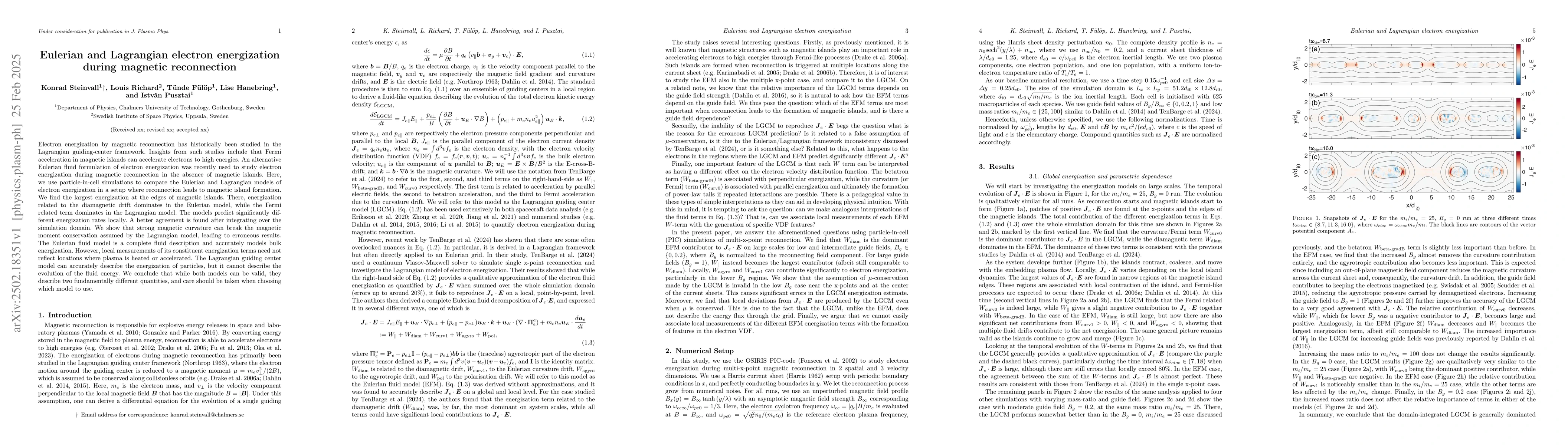 Thumbnail for Eulerian and Lagrangian electron energization during magnetic
  reconnection