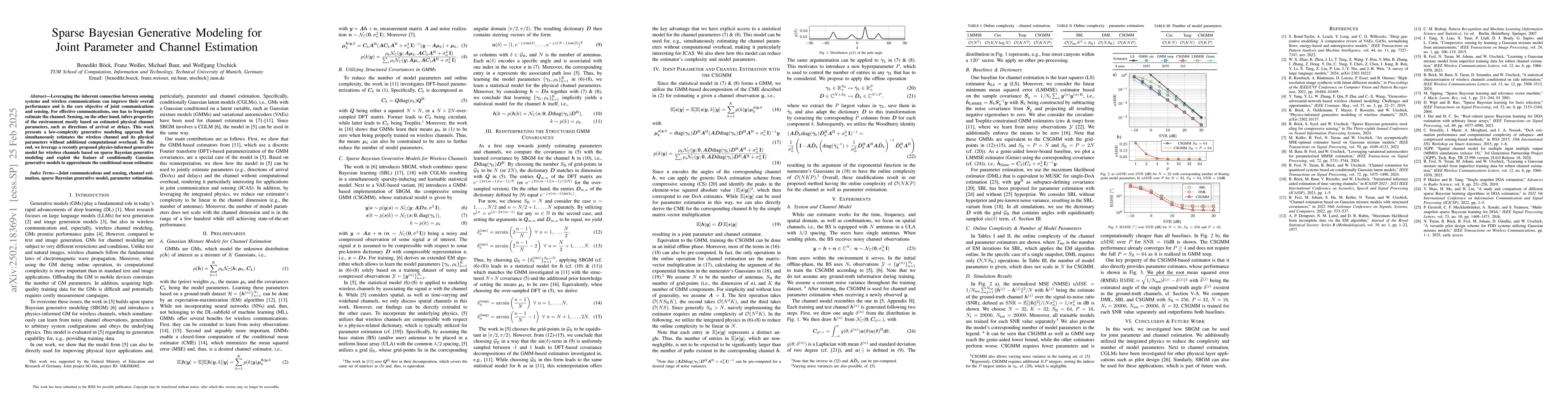 Thumbnail for Sparse Bayesian Generative Modeling for Joint Parameter and Channel
  Estimation