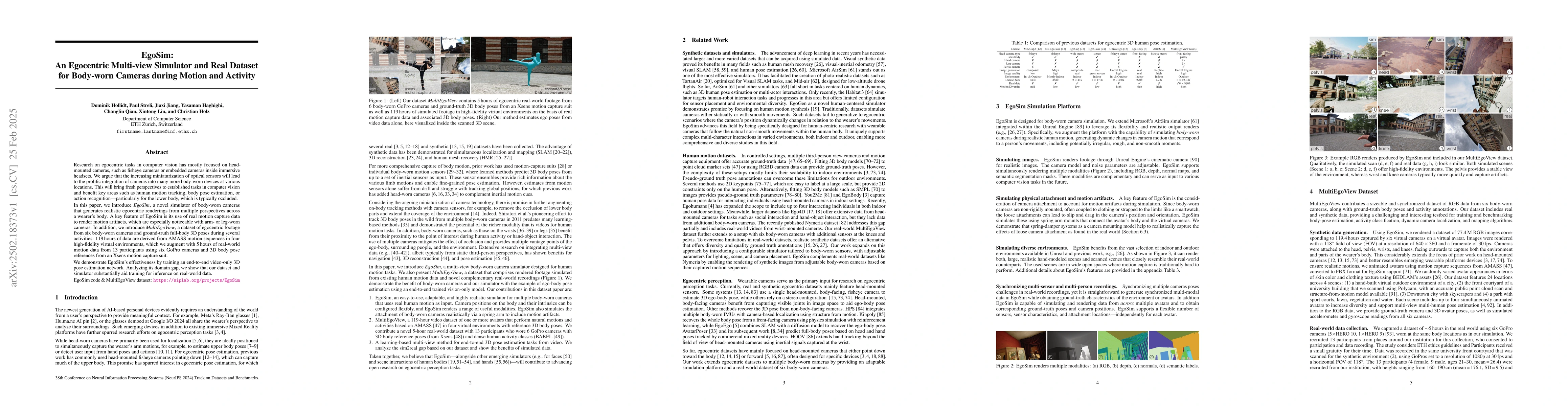 Thumbnail for EgoSim: An Egocentric Multi-view Simulator and Real Dataset for
  Body-worn Cameras during Motion and Activity