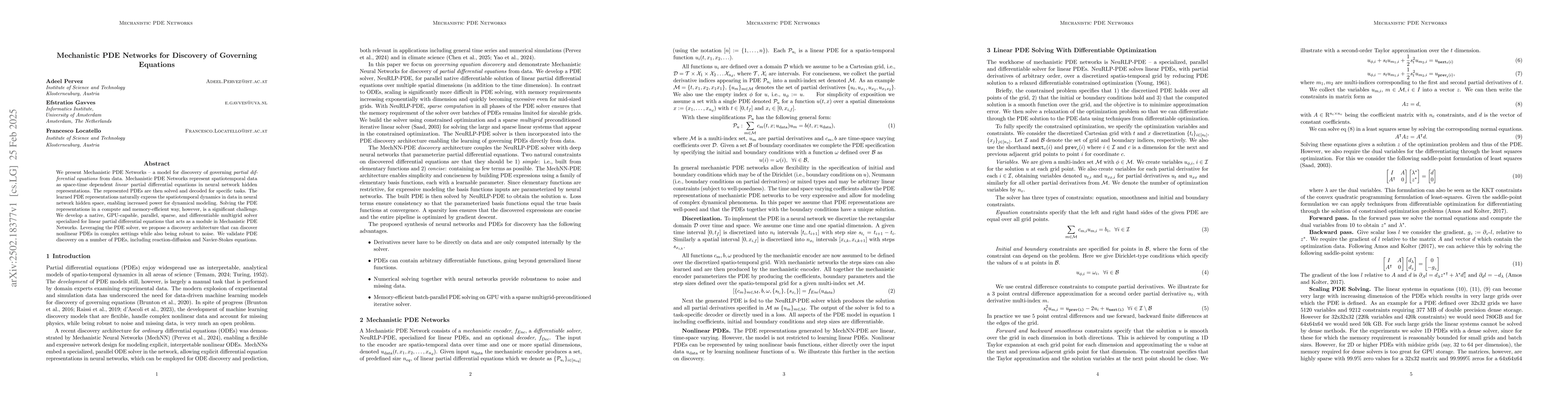 Thumbnail for Mechanistic PDE Networks for Discovery of Governing Equations