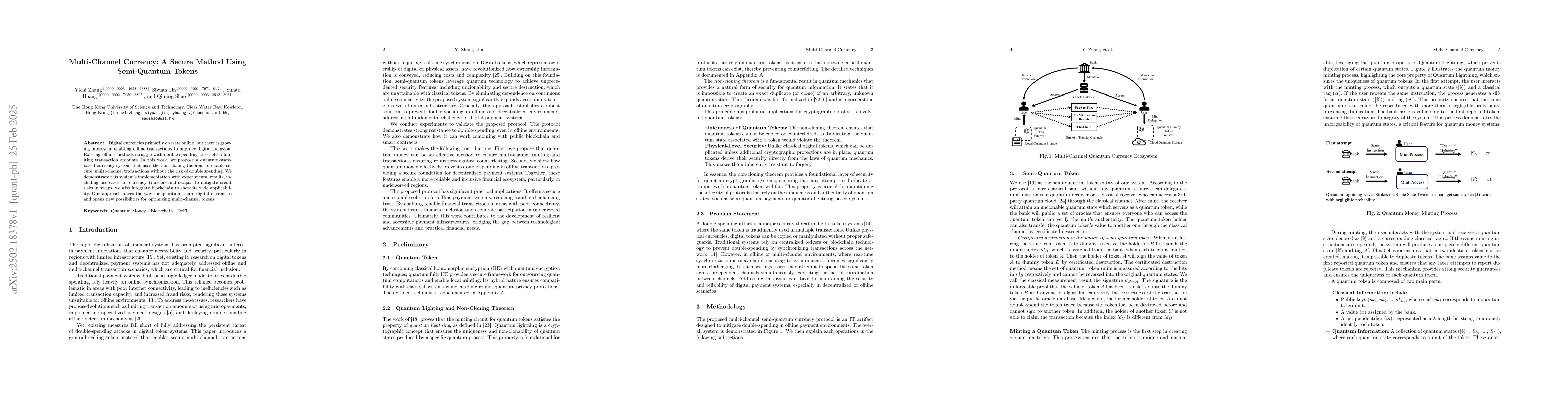 Thumbnail for Multi-Channel Currency: A Secure Method Using Semi-Quantum Tokens