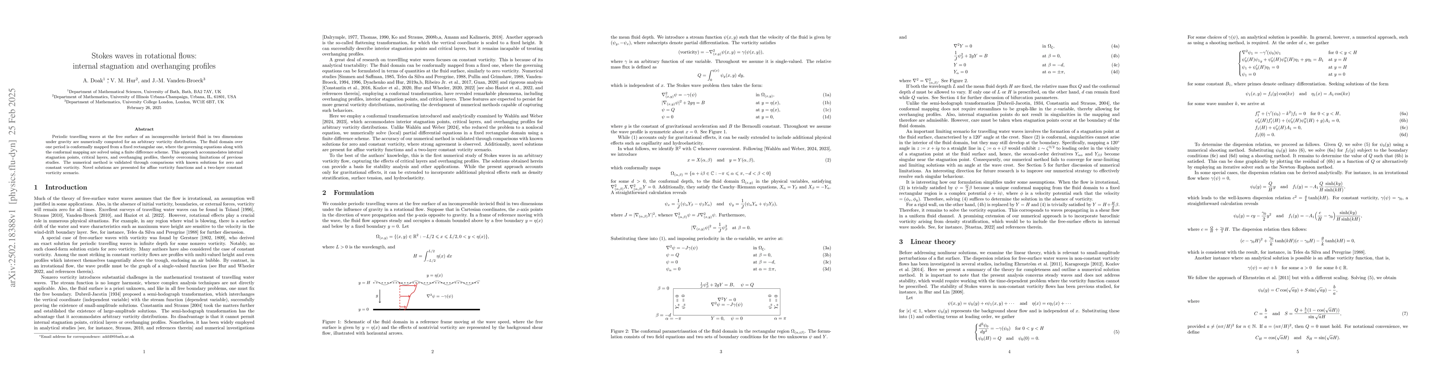 Thumbnail for Stokes waves in rotational flows: internal stagnation and overhanging
  profiles