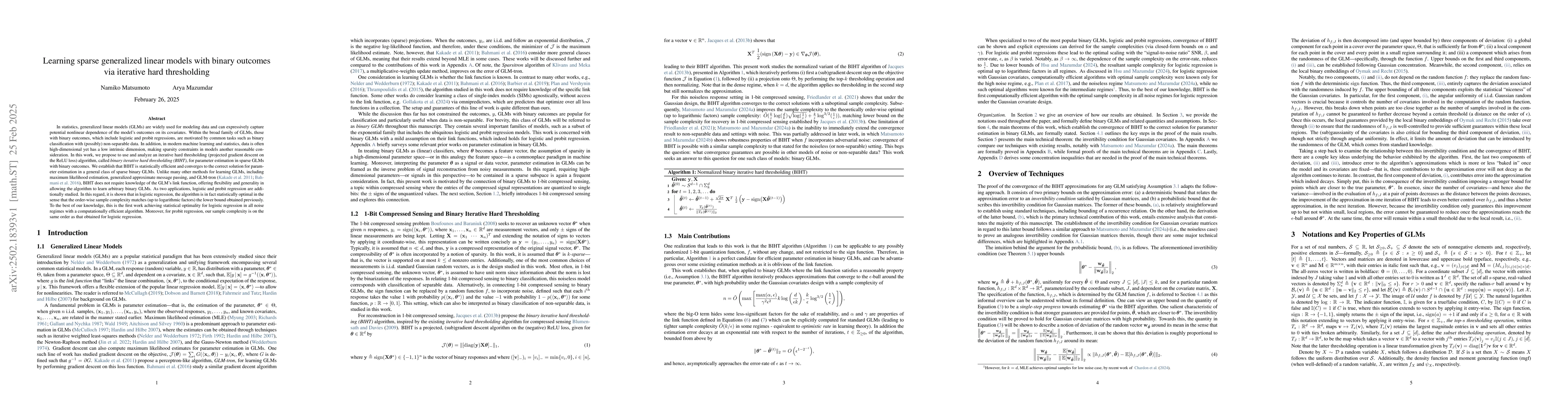 Thumbnail for Learning sparse generalized linear models with binary outcomes via
  iterative hard thresholding