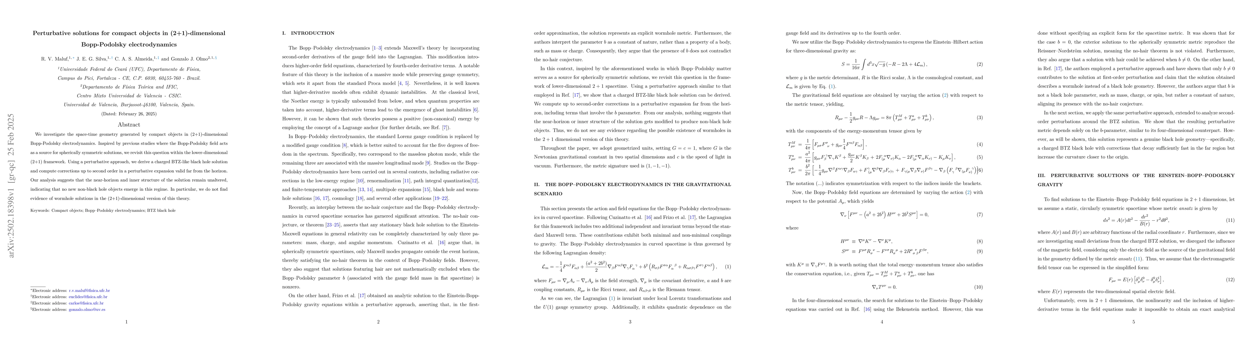 Thumbnail for Perturbative solutions for compact objects in (2+1)-dimensional
  Bopp-Podolsky electrodynamics