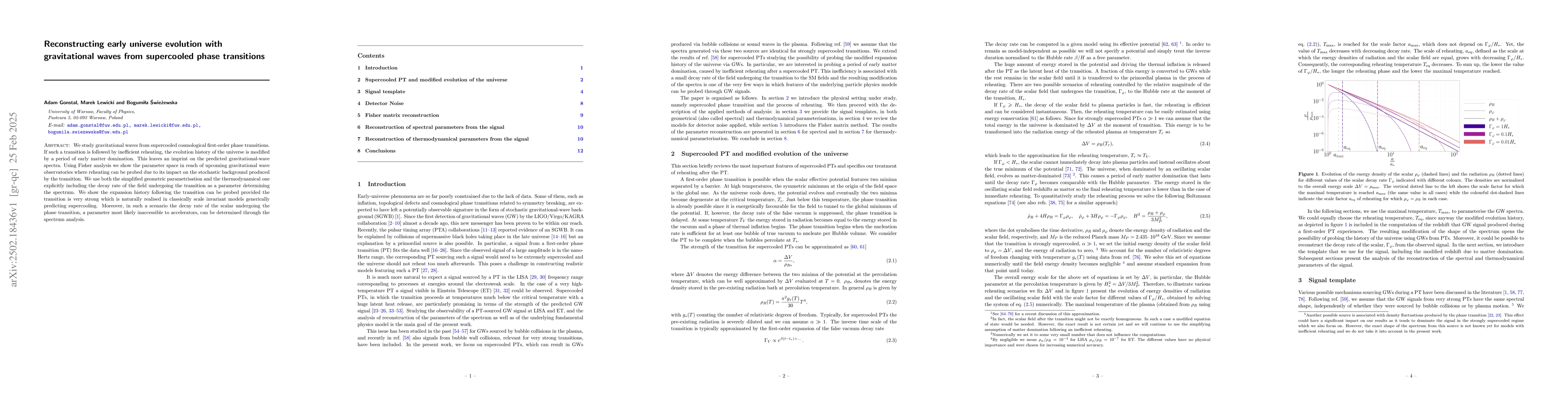 Thumbnail for Reconstructing early universe evolution with gravitational waves from
  supercooled phase transitions