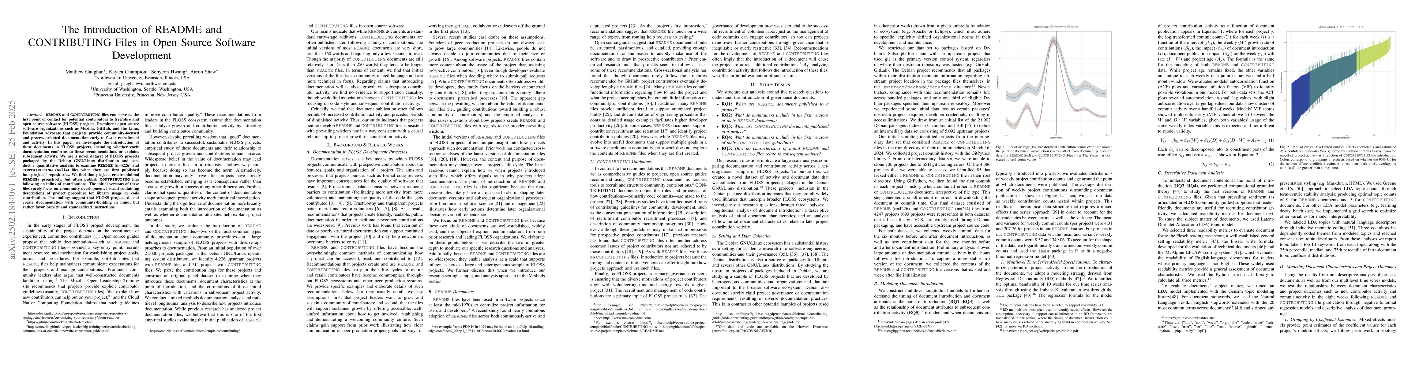 Thumbnail for The Introduction of README and CONTRIBUTING Files in Open Source
  Software Development