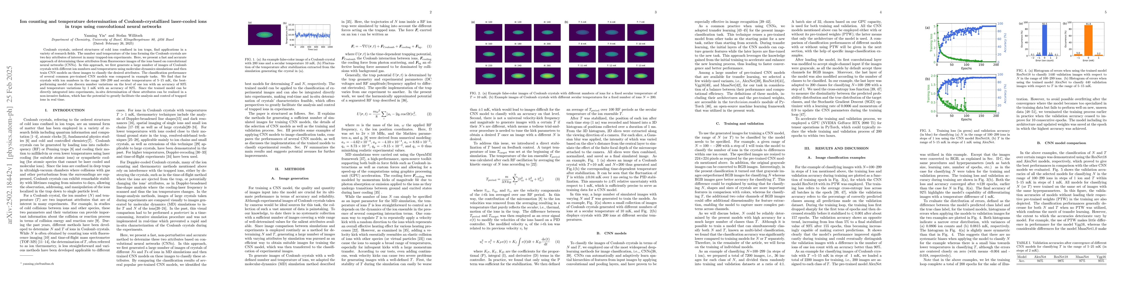 Thumbnail for Ion counting and temperature determination of Coulomb-crystallized
  laser-cooled ions in traps using convolutional neural networks