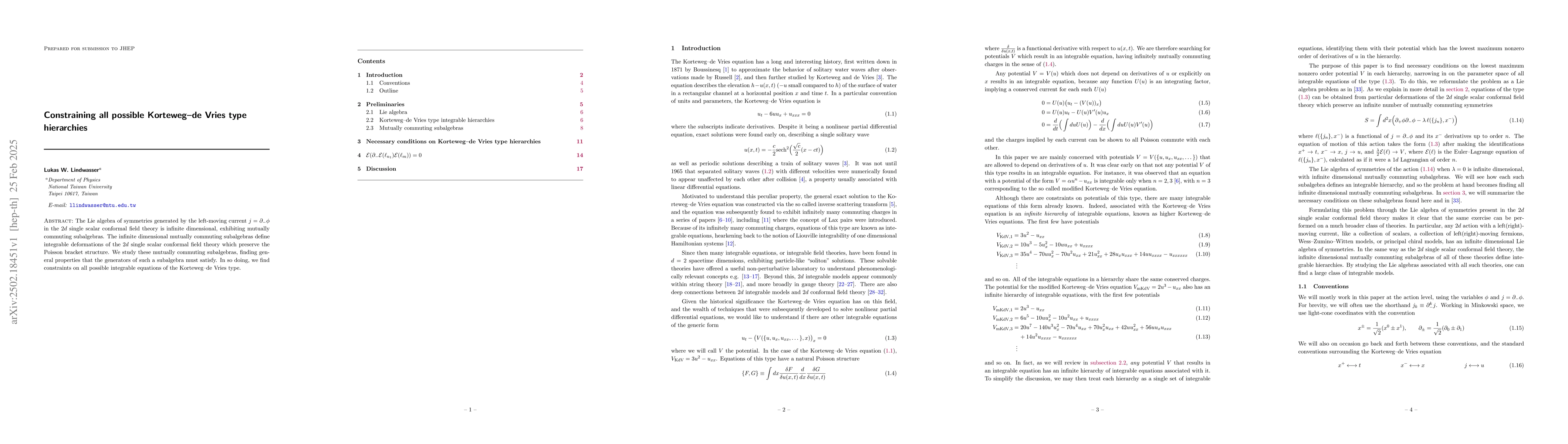 Thumbnail for Constraining all possible Korteweg-de Vries type hierarchies