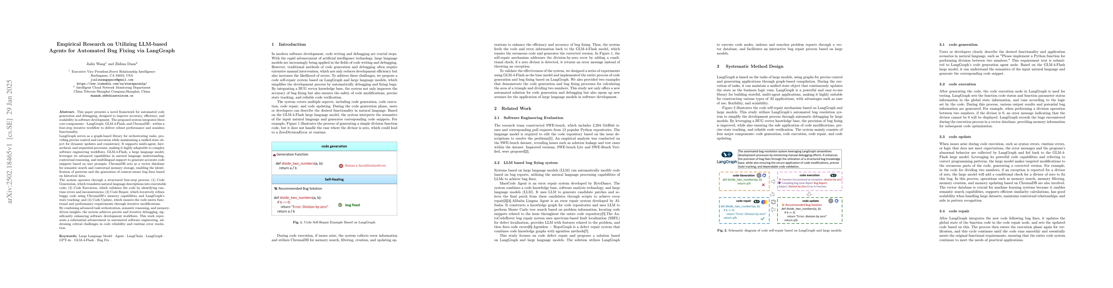 Thumbnail for Empirical Research on Utilizing LLM-based Agents for Automated Bug
  Fixing via LangGraph