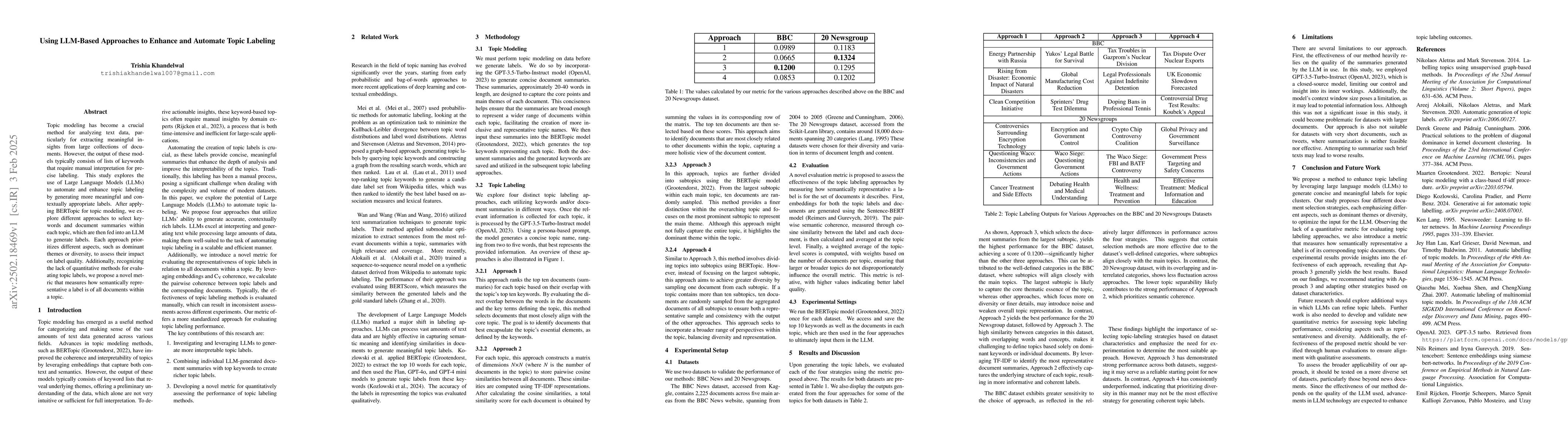 Thumbnail for Using LLM-Based Approaches to Enhance and Automate Topic Labeling