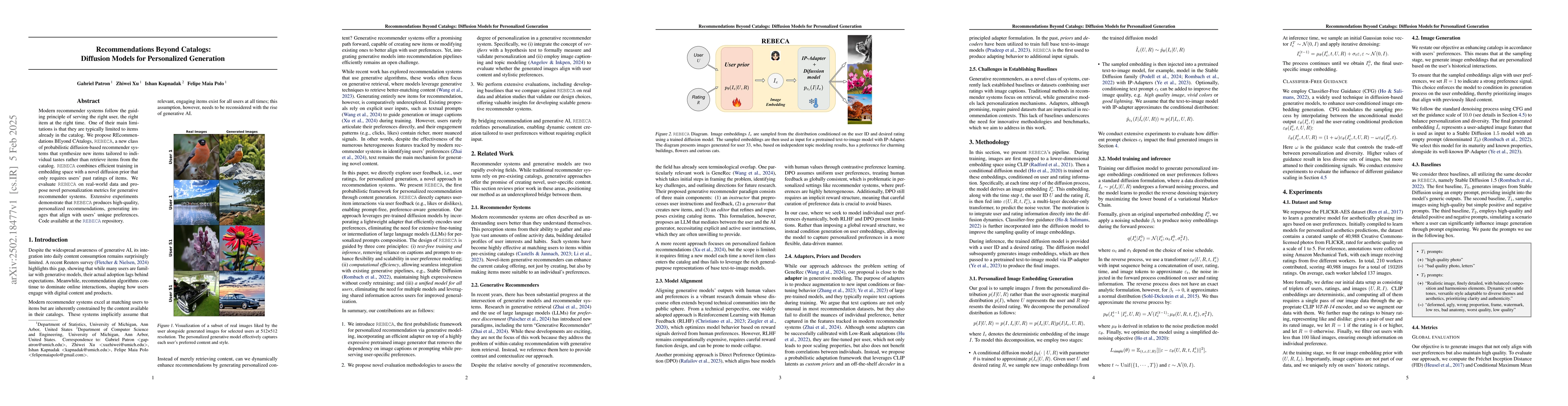 Thumbnail for Recommendations Beyond Catalogs: Diffusion Models for Personalized
  Generation