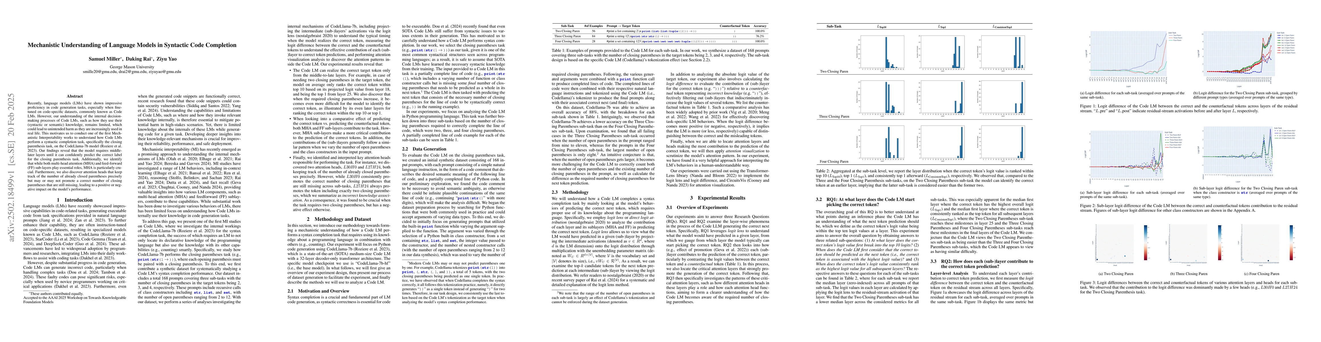 Thumbnail for Mechanistic Understanding of Language Models in Syntactic Code
  Completion