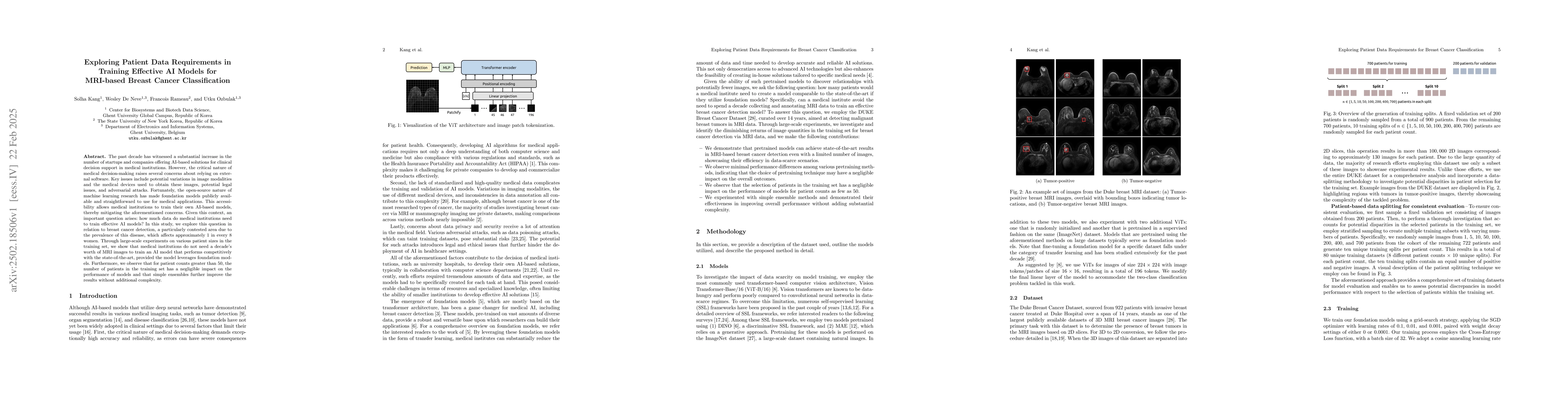 Thumbnail for Exploring Patient Data Requirements in Training Effective AI Models for
  MRI-based Breast Cancer Classification