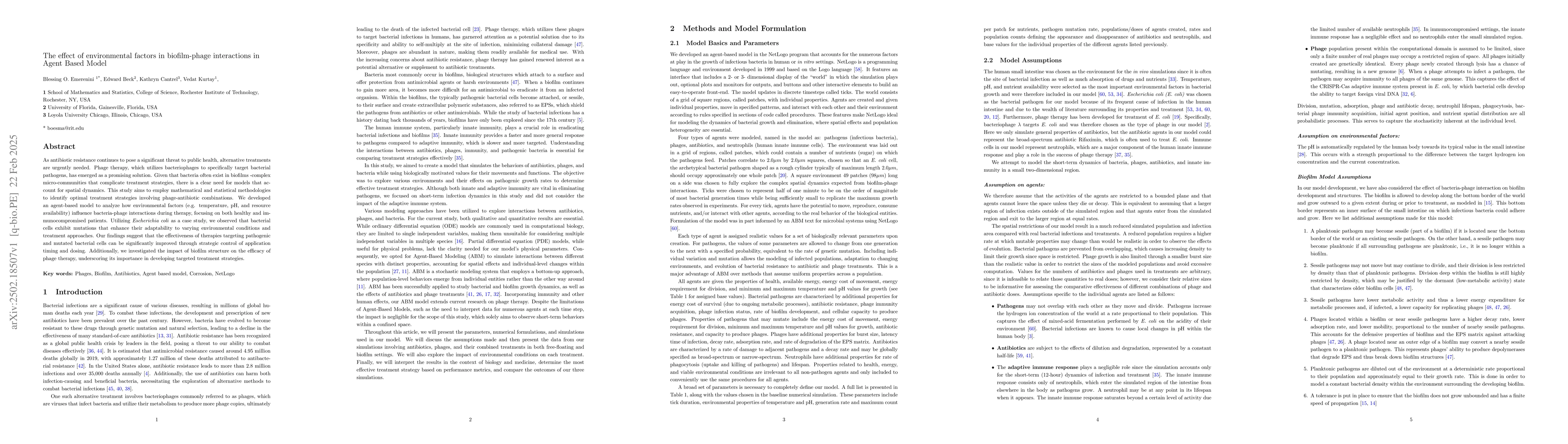 Thumbnail for The effect of environmental factors in biofilm and phage interactions in
  Agent Based Model