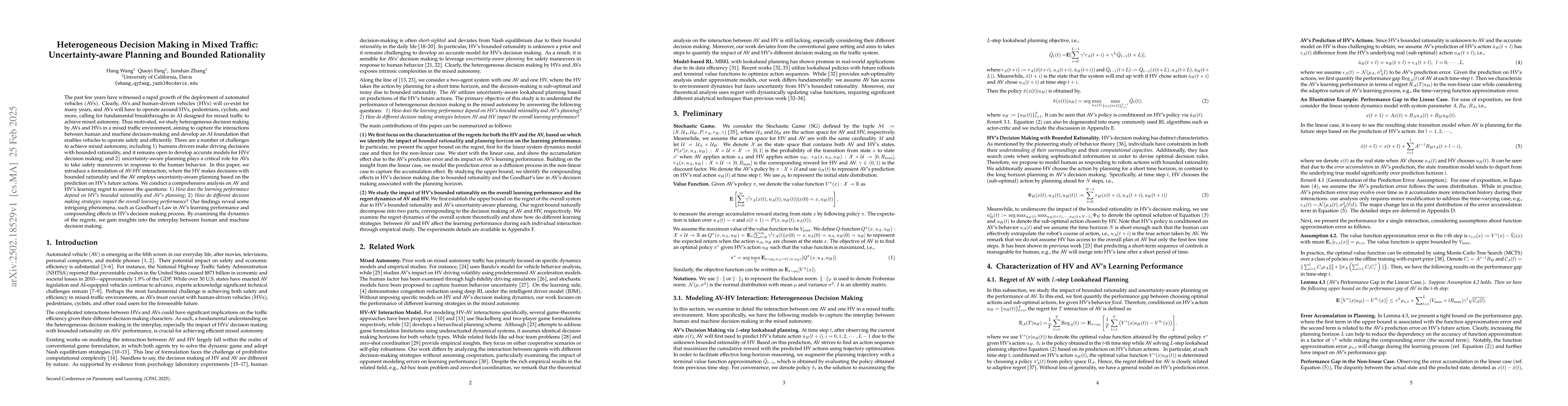 Thumbnail for Heterogeneous Decision Making in Mixed Traffic: Uncertainty-aware
  Planning and Bounded Rationality