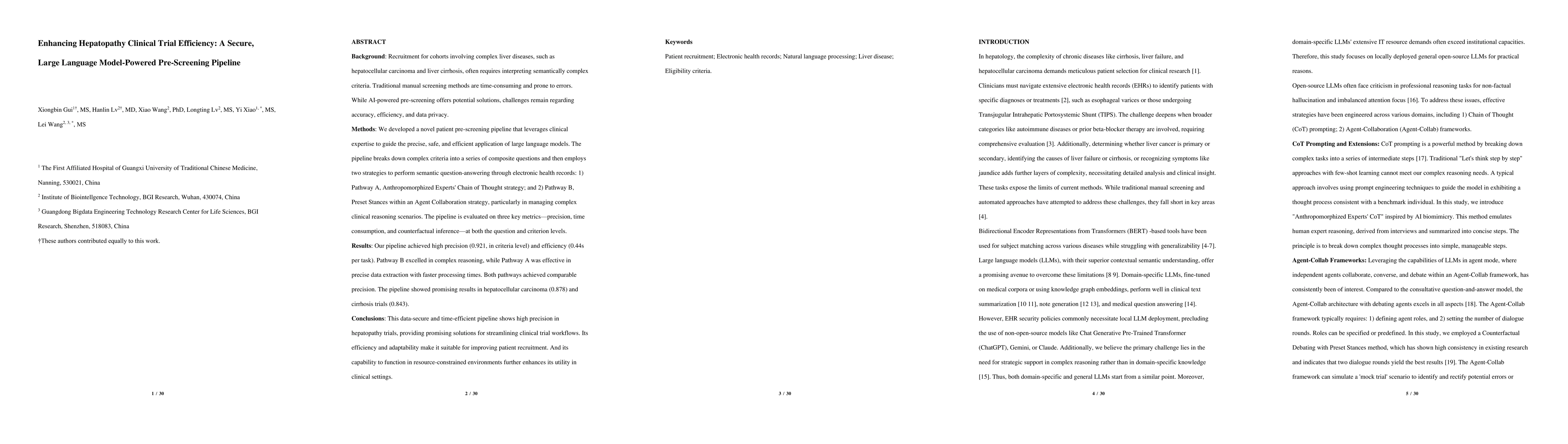 Thumbnail for Enhancing Hepatopathy Clinical Trial Efficiency: A Secure, Large
  Language Model-Powered Pre-Screening Pipeline