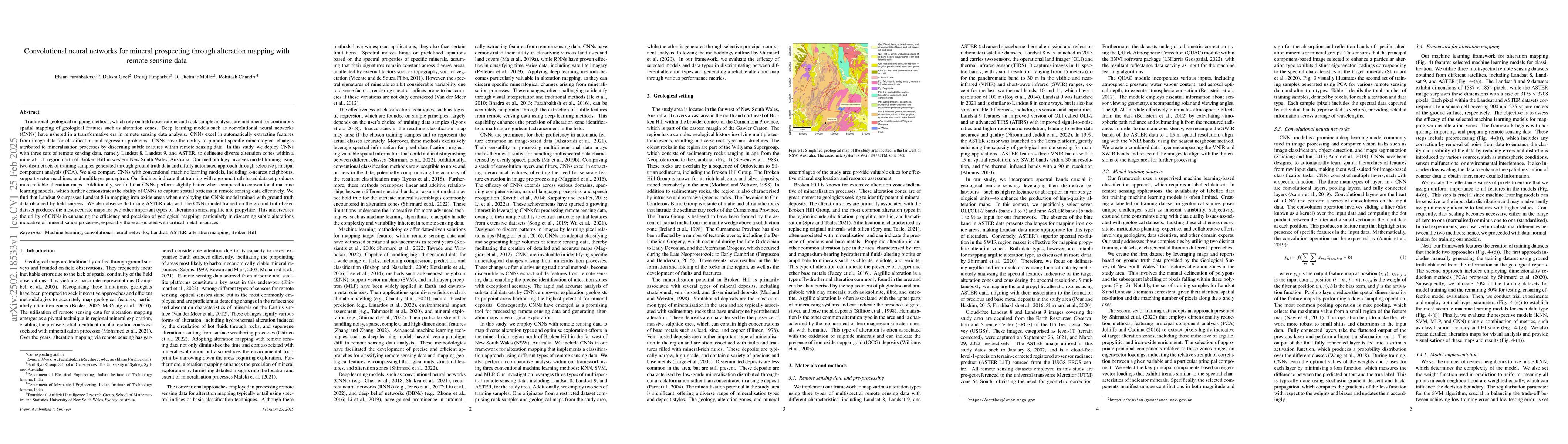 Thumbnail for Convolutional neural networks for mineral prospecting through alteration
  mapping with remote sensing data
