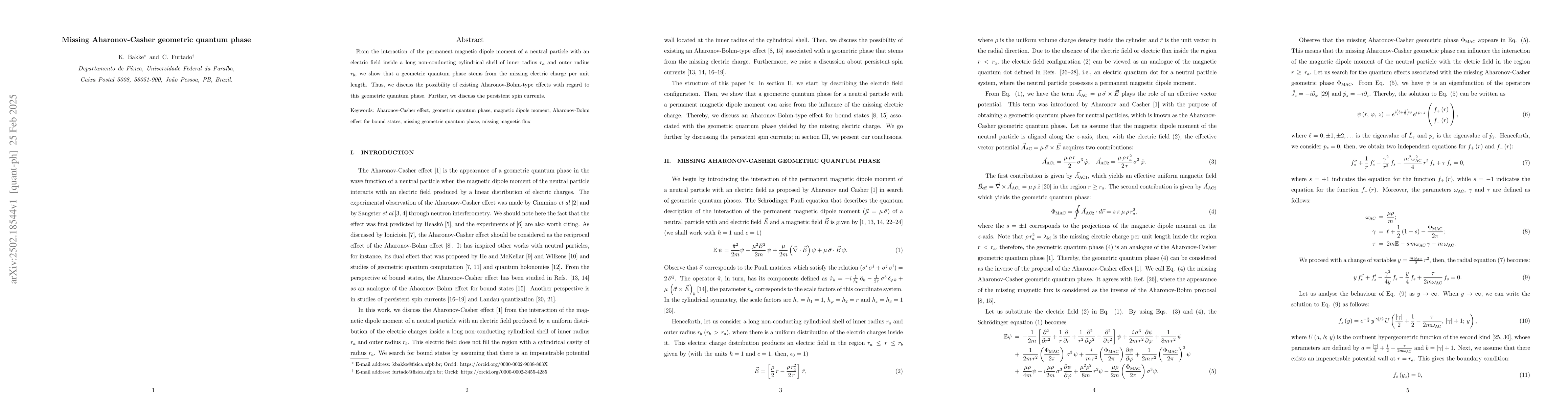Thumbnail for Missing Aharonov-Casher geometric quantum phase
