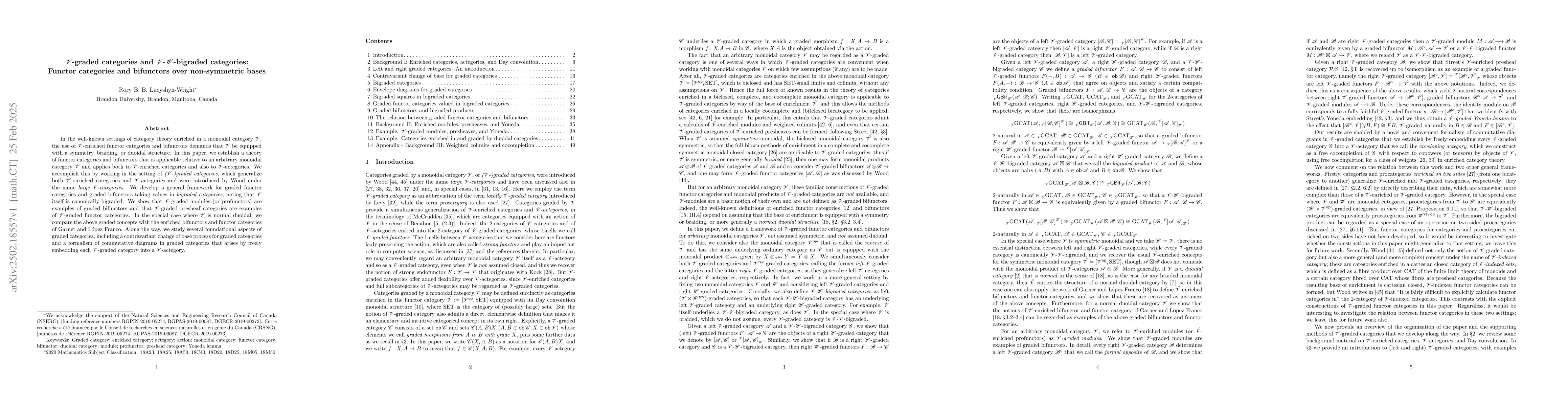 Thumbnail for V-graded categories and V-W-bigraded categories: Functor categories and
  bifunctors over non-symmetric bases