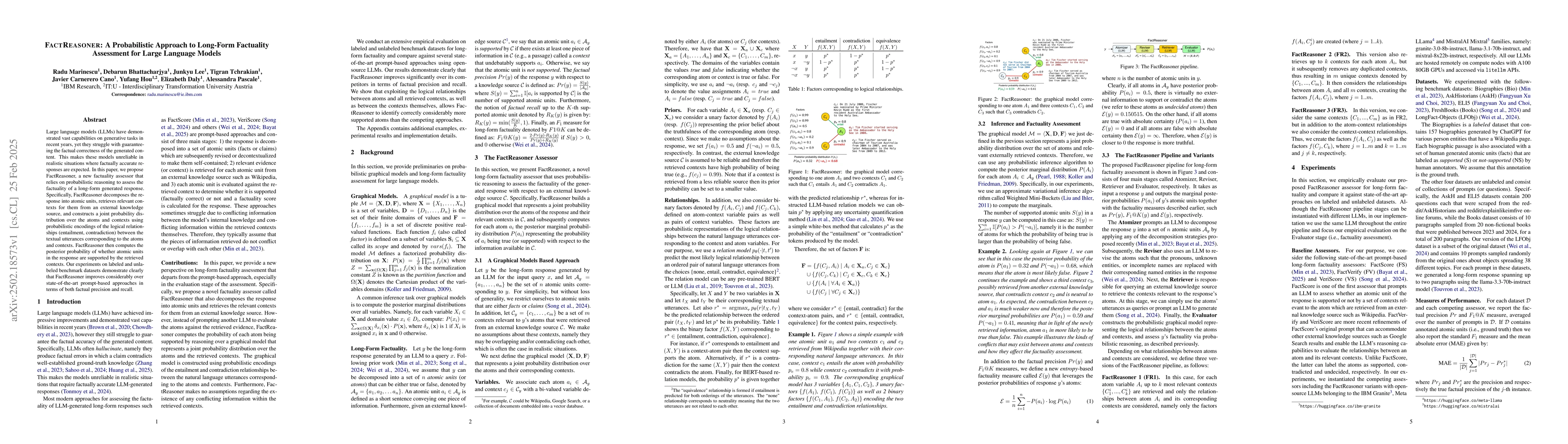 Thumbnail for FactReasoner: A Probabilistic Approach to Long-Form Factuality
  Assessment for Large Language Models